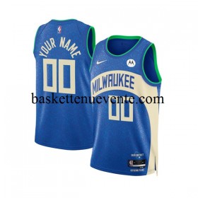 Maillot Basket Milwaukee Bucks Personnalisé Nike 2023-2024 City Edition Bleu Swingman - Homme